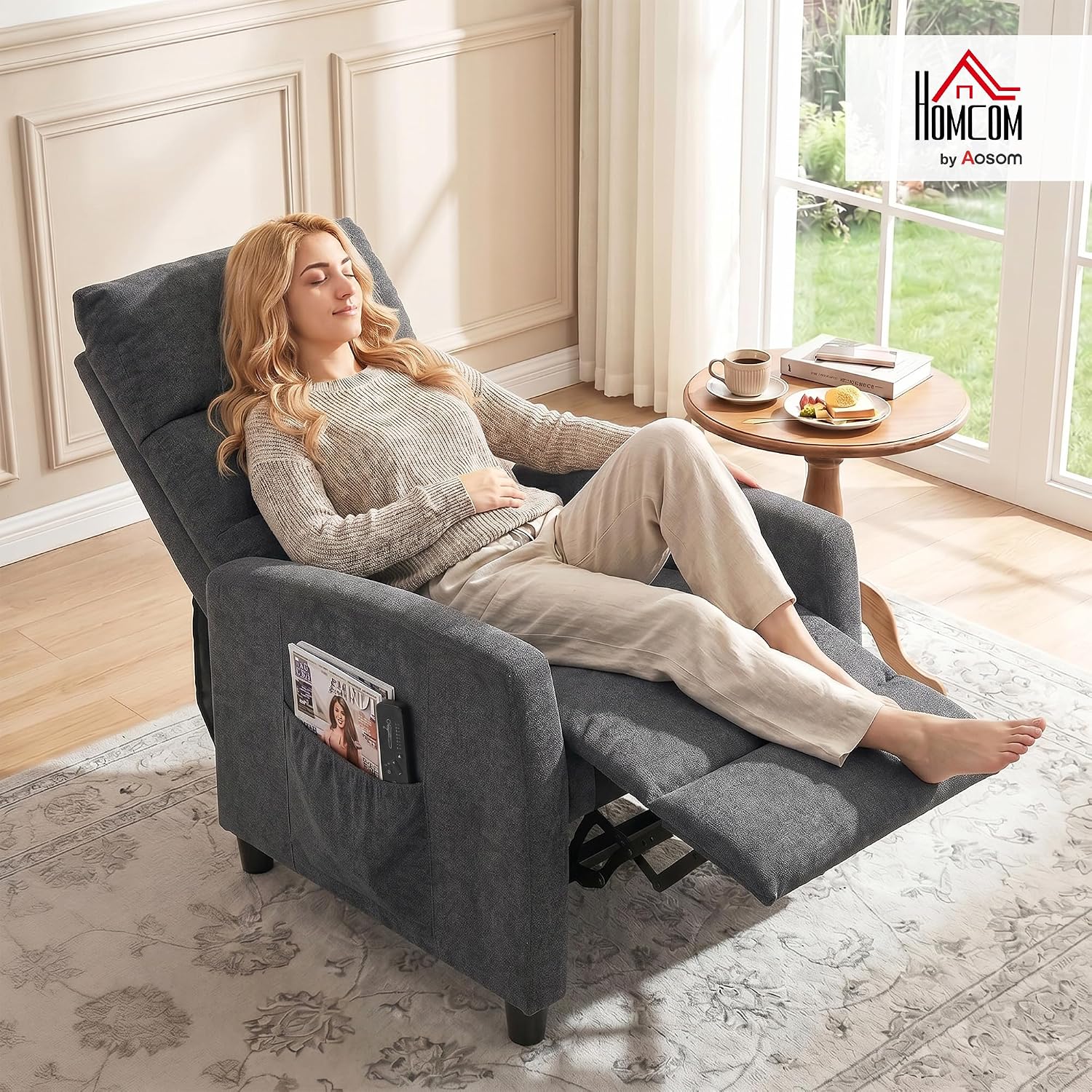 HOMCOM Sillón de Masaje Reclinable 160° Reposapiés 66x91x108 cm Gris Oscuro