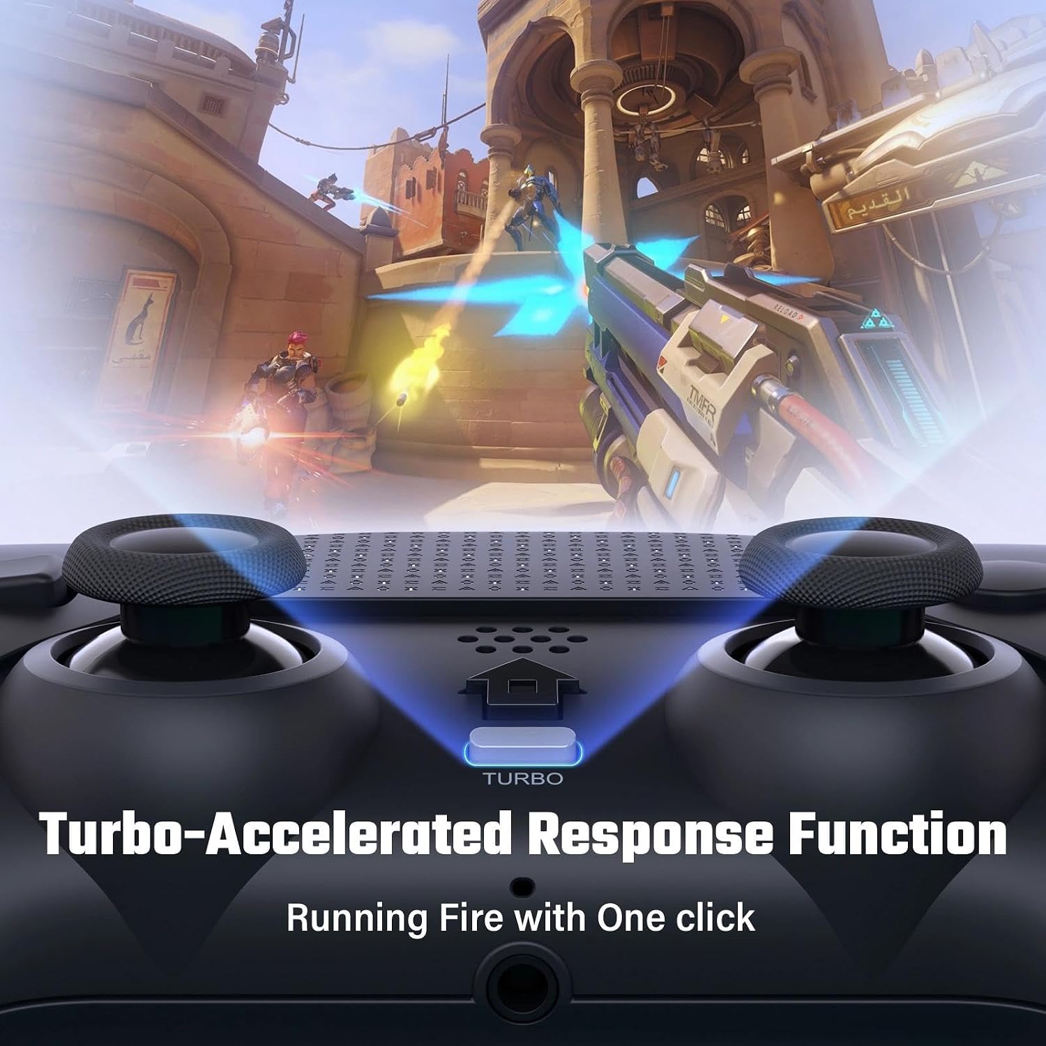LATEC Mando para PS4, Mando Inalámbrico PS4 con Bluetooth, 2 Botones de Programación Macro, 6-Axis Sensor Giroscópico, Doble Vibración, Panel Táctil, Negro