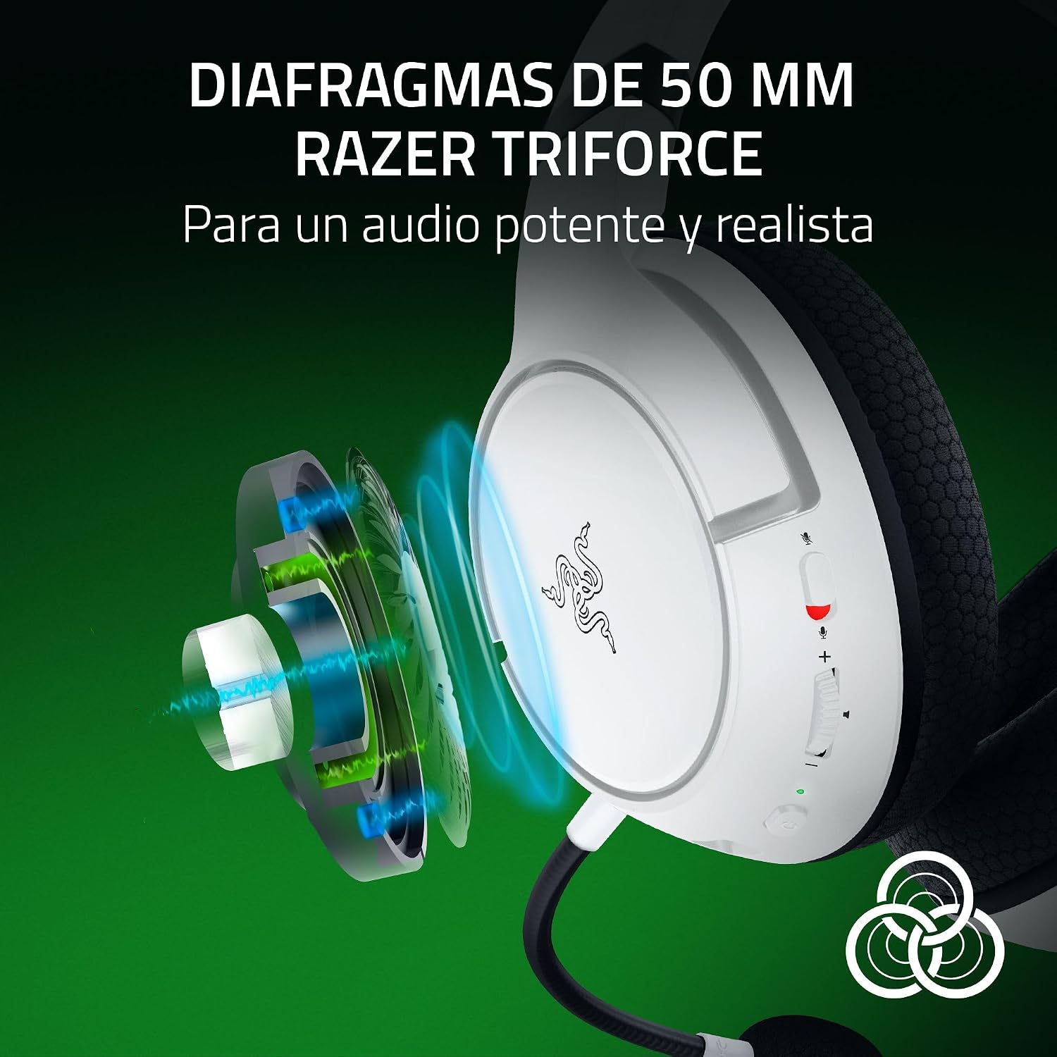 Razer Kaira HyperSpeed - Auriculares de Juego inalámbricos multiplataforma para Xbox (Inalámbricos HyperSpeed, Transductores Triforce de 50 mm, Micrófono cardioide HyperClear) Blan