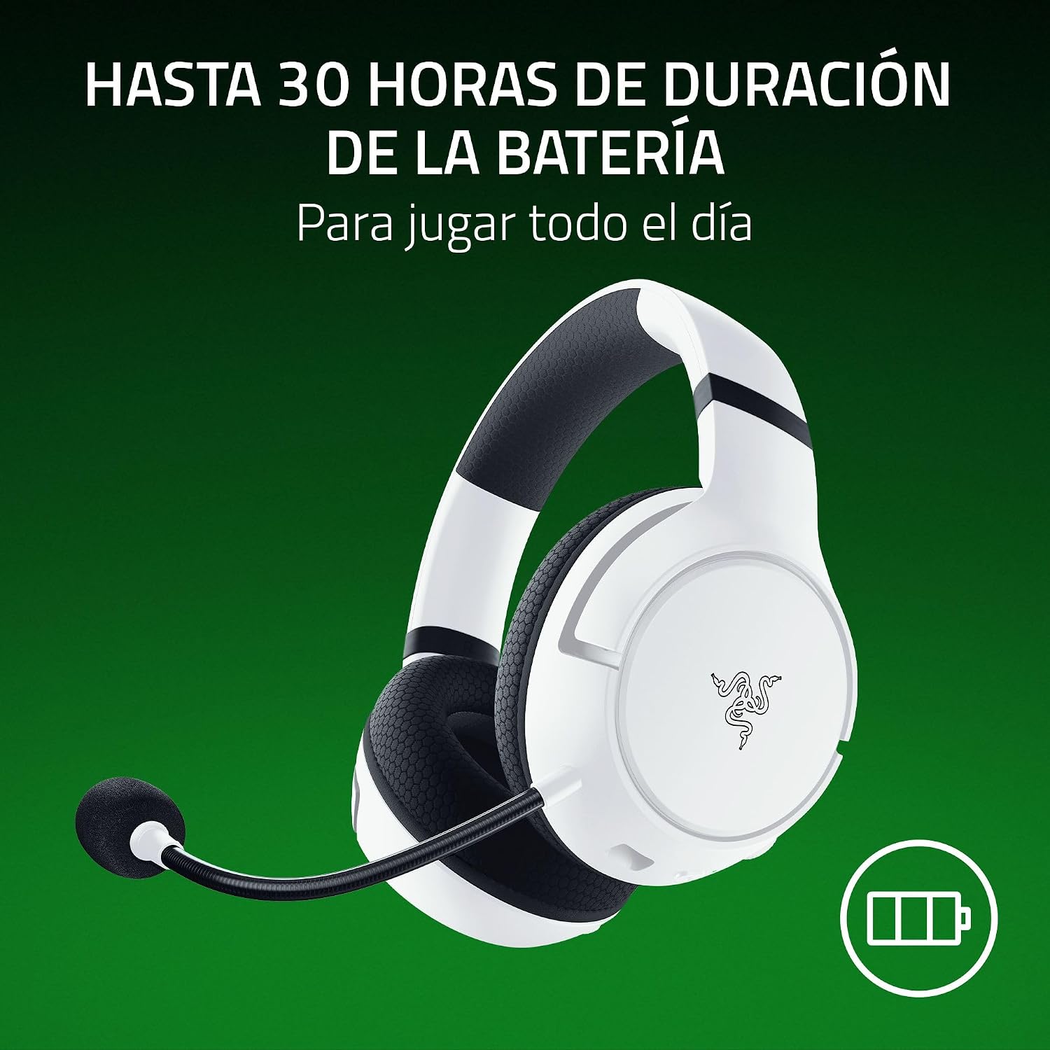 Razer Kaira HyperSpeed - Auriculares de Juego inalámbricos multiplataforma para Xbox (Inalámbricos HyperSpeed, Transductores Triforce de 50 mm, Micrófono cardioide HyperClear) Blan