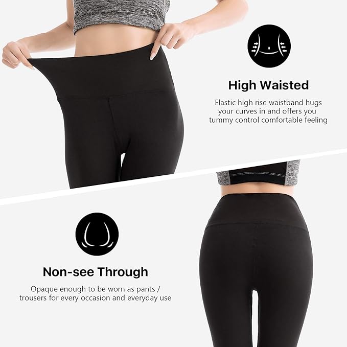 SINOPHANT Mallas Deporte Mujer de Cintura Alta, Leggins de Control de Abdomen Opacas, Elásticas, Leggings Mujer Vestir, Suaves como la Mantequilla