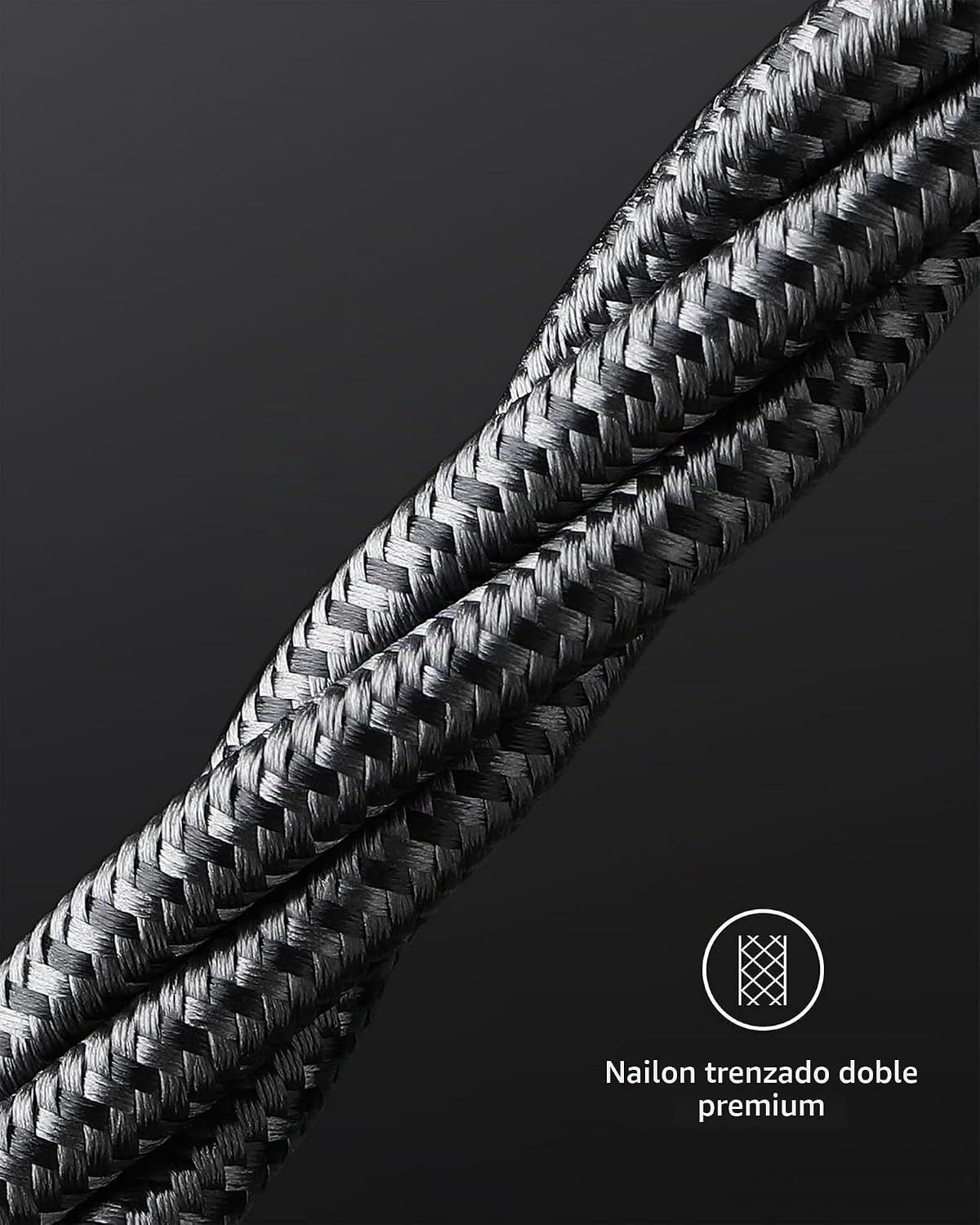 Anker 333 Nylon Cable USB C Carga Rapida 100W, PD 3.0  [1,8m] Negro,1 Pack Nylon, 12.000 flexiones, USB Tipo C para iPhone 18 pro max 17 16 15, MacBook, iPad Pro, iPad Air, Samsung