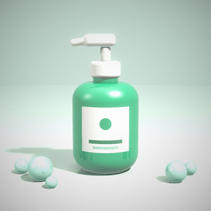 Botella de gel de ducha verde con dosificador
