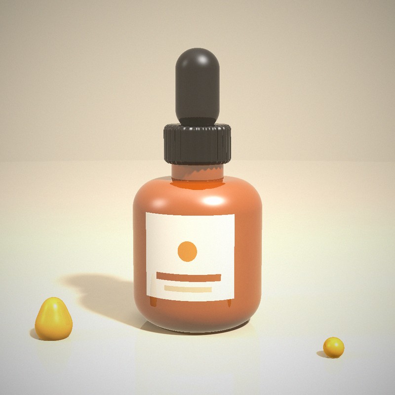 Frasco de sérum con gotero en tono ámbar